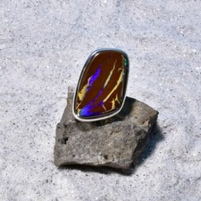 Boulder Opal Ring, 925er Silber, Edelsteinring (23176), Edelsteinschmuck