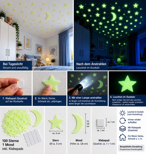 100 leuchtsterne mond - ·,