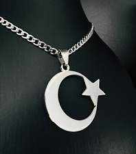 Halbmond Stern Anhänger Edelstahl Halskette Silber Damen Schmuck Ay Yildiz K119A