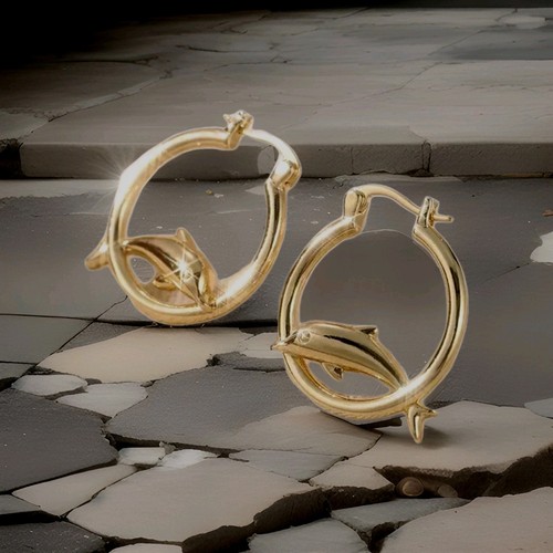 Goldene delfin creolen - delfin,