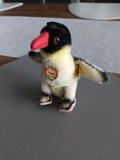 Steiff Original Peggy Pinguin mit Schild Fahne Knopf neuwertig 50er 60er Vintage