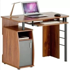 Büro Schreibtisch Computer Laptop Schrank Heimarbeit ausziehbar dunkler Kiefer Elver NEU