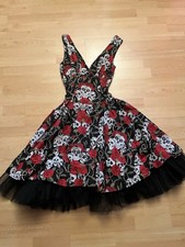 Phaze 50s  Rockabilly Gothic Kleid, Neu Größe 8 S- M Skulls Rosen Schwarz, Metal