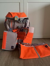 Lässig Unique Schulranzen Set Tasche Rose/Neon-Orange 5-Teilig NEU + 2 Extras.