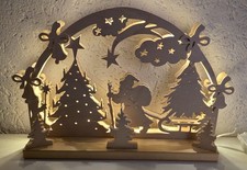 3D Doppel-Schwibbogen"Nikolaus trift Sternenkind" Laubsägearbeit,  Handarbeit