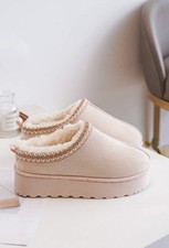 Slipper mit Plateau Beige