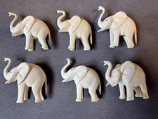 6 Elefanten Elfenbein Rarität bitte Bilder anschauen Sammler LOOK 7x7x2cm
