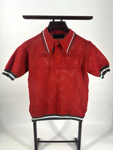 Vintage 70er strick polo rot - vintage,