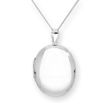 Groß Sterlingsilber Gravierbar Oval Medaillon an Kette 40,6 - 55,8 cm
