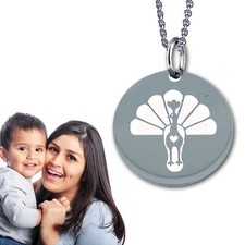 Anhänger Engel Pfau(Tausi Melek) mit Gravur, 925 er Sterling Silber, Inkl. Kette