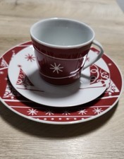 Weihnachtsgeschirr, Kaffeeservice 36-teilug, rot/weiß, 12 Personen, Wintermotiv