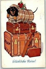 10732280 - Glueckliche Reise Koffer Liegeplatz Dackel 1932