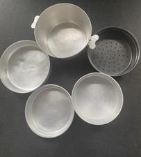 Kleine leichte Camping Töpfe 5er SET Alu Topf Behälter Vintage Sieb #9