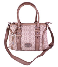 Fossil Maddox Tasche Crossbody Bag Leder Webstoff taupe beige Glitzer B469