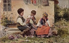 Künstler Ak Kinder in