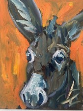 Gemälde Öl Tier Esel Donkey