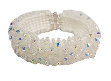 Damen Armband Magic Carpet Weiß mit Swarovski Beads, 19cm, Brautschmuck handmade