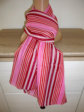 4) SHAMP NEUWERTIGER LEICHTER MODERNER SCHAL ROTTÖNE GESTREIFT  ca. 105 X 160 cm