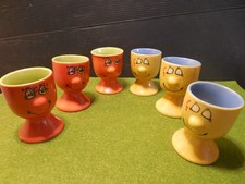6 Keramik Eierbecher Lustiges