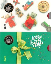Baby-Münzsatz 2020 mit Teddy-Bären Medaille und Happy Birthday 2020 mit Kuchen