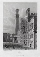 Siena Toscana Original Stahlstich Frommel 1840
