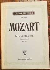Mozart Missa Brevis Spatzenmesse KV 220 Breitkopf Klavierauszug Noten