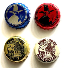 4 Kronkorken bottle caps Club-Mate, Krug-Bräu Deutschland Germany