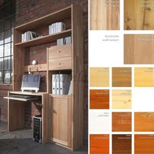 Massivholz Schreibtisch mit Aufsatz Regal geölt PC-Tisch Holz Büro-möbel schrank