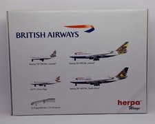 Herpa 1:500 British Airways 4er Set  2 x 747-400, B737-200, A319