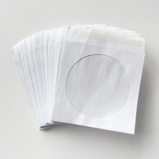 78 CD / DVD / Blu-Ray Hüllen weiß mit Klappe, Fenster & Lasche - Papierhüllen