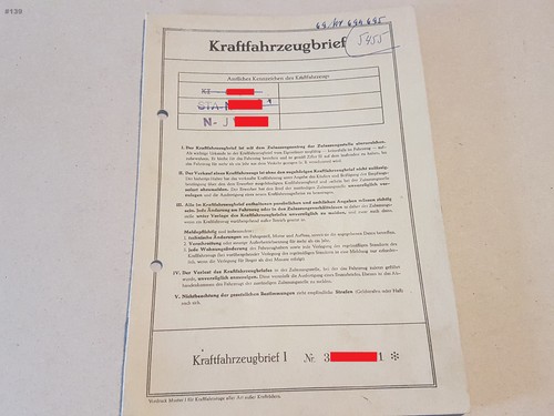 Fahrzeugbrief kfz brief 1968 - kfz,