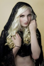 Überwurf schwarz Spitze poncho bluse tunika