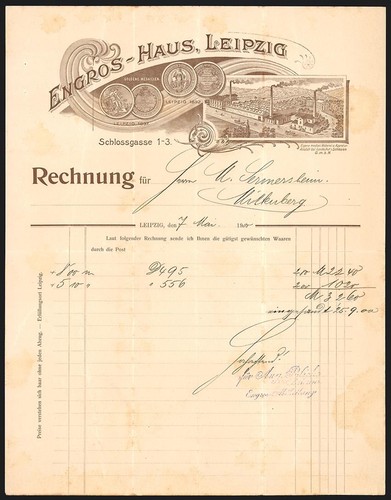Rechnung leipzig 1900 - leipzig,