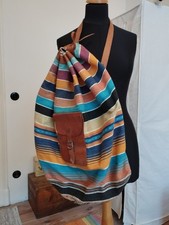 True Vintage Hippie Seesack handgewebt mit Kamelleder aus Afghanistan