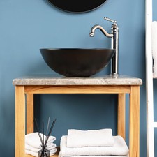 Marmor Aufsatz-Waschtischplatte 60x45cm grau für Waschtisch Susi wohnfreuden