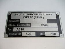 Typenschild Renault Alpine A310 A 310 s76