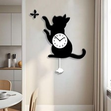 Wanduhr mit Katzen- und