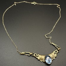 Jugendstil Filigran Collier Gold Double Stein Blau " Aquamarin" elegant 