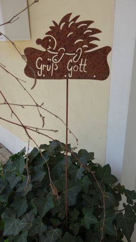 Schild igel grüß gott - grüß,