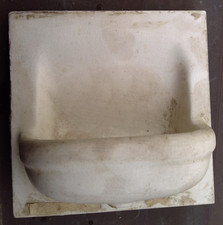 alte Seifenschale Fliese ca. 30er Jahre 15x15 Fliesenseifenschale weiß, antik