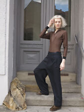 weite Stoff Hose Schwarz 90er TRUE VINTAGE 90s black pants wide leg palazzo