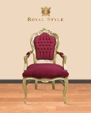 Barock stuhl rot gold Esstisch modern bordeaux repro look klassich punkte luxus