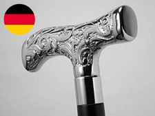 Antike Messing Angelrute Deluxe Walking Schöner Griff Aus Versilbertem Messing F