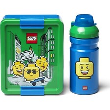 LEGO Lunch-Set ICONIC BOY -Trinkflasche + Brotdose Brotbox Pausenset Grün / Blau