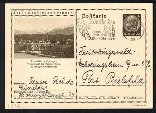 Deutsches reich 1937 ganzsache - deutsches,
