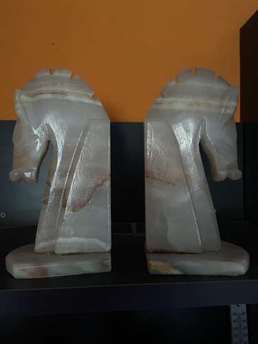 Buchstützen alabaster vintage - buchstützen,