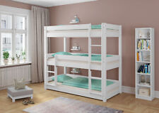 Dreier-Etagenbett Stockbett Personen 90x200 Kiefer weiß Kinderetagenbett Gäste