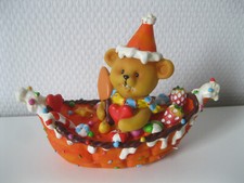 kleiner Teddy Teddybär Bärchen mit Herzchen im Boot Einschlaflicht unbenutzt