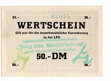 LPG-Geld Betriebsgeld Wertschein LPG Sieg des Sozialismus Atzendorf 50 DM KN x