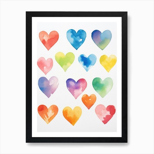 Aquarell herzen kunstdruck - herzen,